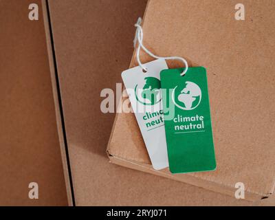Klimaneutrales und CO2-Label-Konzept Stockfoto