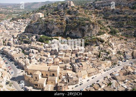 Luftlandschaft von Scicli, Sizilien Stockfoto