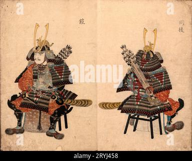 Abbildungen, die das Tragen von Waffen und Rüstung Yamaguchi Bisu 1848 zeigen Stockfoto