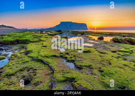 Jeju-Insel Südkorea, Naturlandschaft Sunrise bei Jeju Do Seongsan Ilchulbong Stockfoto