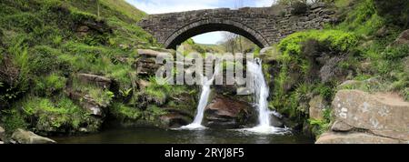River Dane und Wasserfälle am Three Shires Head, dem Treffpunkt der Countys Cheshire, Derbyshire und Staffordshire, England, Großbritannien Stockfoto