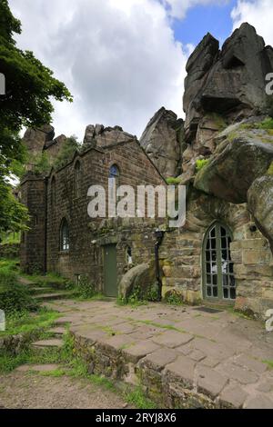Das Rock Hall Cottage, die Kakerlaken Rocks, in der Nähe von Leek, Staffordshire, England, UK Stockfoto