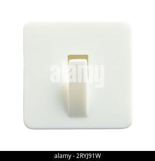 Quadratischer Kunststoffhaken mit Ausschnitt auf weiß. Stockfoto