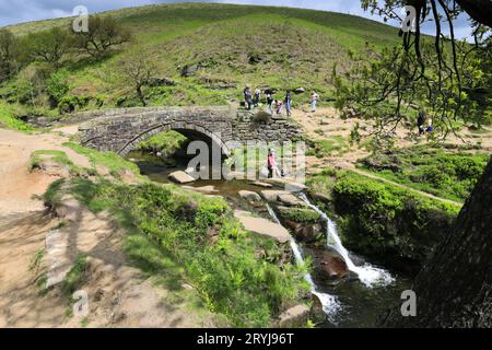 River Dane und Wasserfälle am Three Shires Head, dem Treffpunkt der Countys Cheshire, Derbyshire und Staffordshire, England, Großbritannien Stockfoto