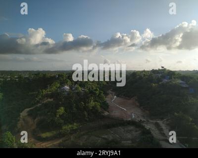 Luftaufnahme des weltgrößten rohingya-Flüchtlingslagers Stockfoto