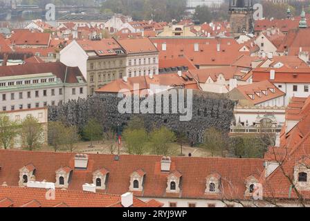 Blick aus der Vogelperspektive auf die historischen Wallenstein-Gärten in der Prager Altstadt, Tschechische Republik Stockfoto