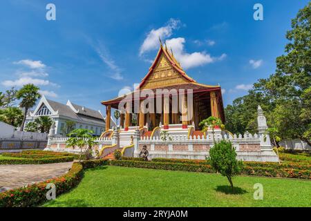 Vientiane Laos, Skyline der Stadt am Hor Phakeo Tempel Stockfoto