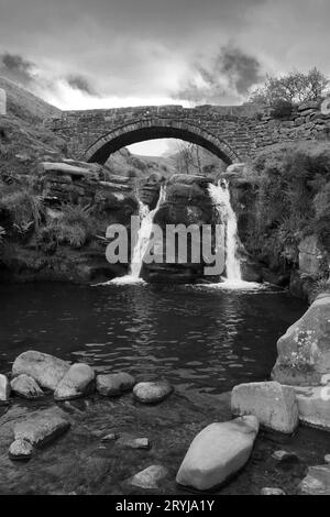 River Dane und Wasserfälle am Three Shires Head, dem Treffpunkt der Countys Cheshire, Derbyshire und Staffordshire, England, Großbritannien Stockfoto