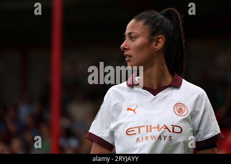 Leila Ouahabi aus Manchester City wurde während des Barclays Women's Super League Matches im Chigwell Construction Stadium in London entlassen. Bilddatum: Sonntag, 1. Oktober 2023. Stockfoto