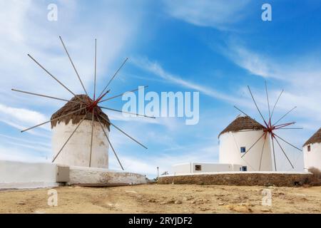 Mykonos Insel Windmühle in Griechenland, Kykladen Stockfoto