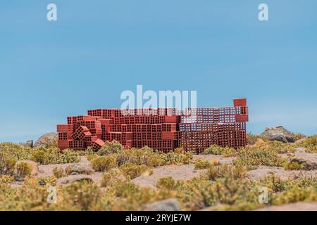 Wüstenlandschaft und Tierwelt der altiplanischen Lagunen in Bolivien Stockfoto