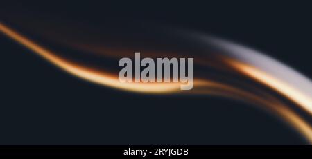 Abstraktes Golden Wave-Muster auf dunklem Hintergrund, schwarzer gelber, weißer, luxuriöser Hintergrund, körnige Struktur, breites Bannerdesign Stockfoto