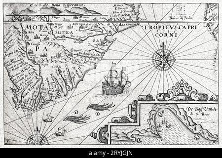 Kaartje van Kaap de Goede Hoop (1595) von Anonym. Stockfoto