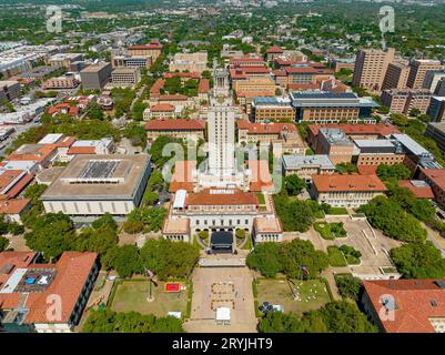 Luftaufnahme des Hauptgebäudes an der University of Texas am Austin Campus Stockfoto