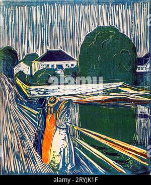 The Girls on the Bridge (1918) von Edvard Munch. Original vom Art Institute of Chicago. Stockfoto