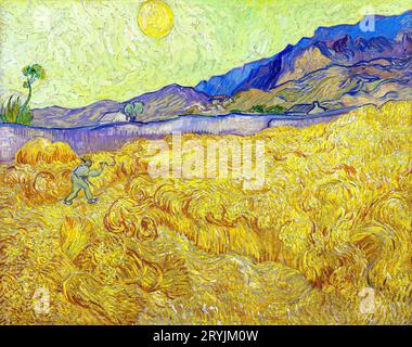 Van Goghs Wheatfield mit einem Sensenmann Stockfoto