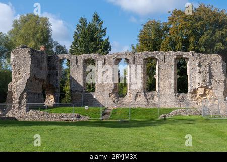 Bishop's Waltham Palace Ruinen, ein Wahrzeichen von Hampshire, England, Großbritannien Stockfoto