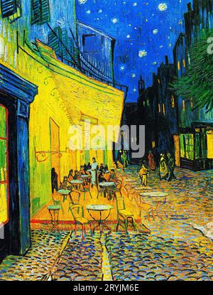 Vincent van Goghs Caf eacute; Terrasse bei Nacht berühmtes Gemälde. Stockfoto