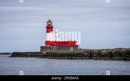 Longstone Lighthouse auf Longstone Rock, Farne Islands, Northumberland, Großbritannien am 23. September 2023 Stockfoto