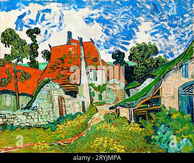 Vincent van Gogh's Street in Auvers-sur-Oise berühmte Landschaftsmalerei. Stockfoto