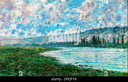 Die seine in Vetheuil (1880) von Claude Monet, hochauflösendes berühmtes Gemälde. Stockfoto