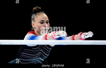 ANTWERPEN - Eythora Thorsdottir in Aktion während der Qualifikation für die Weltmeisterschaften im Kunstgymnastik. ANP IRIS VAN DEN BROEK Stockfoto