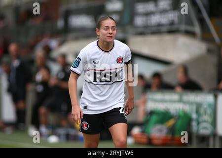 London, Großbritannien. Oktober 2023. London, 1. Oktober 2023: Sophie O’Rourke (21 Charlton Athletic) während des Barclays Womens Championship-Ligaspiels zwischen London City Lionesses und Charlton Athletic im Princes Park, London, England. (Pedro Soares/SPP) Credit: SPP Sport Press Photo. Alamy Live News Stockfoto