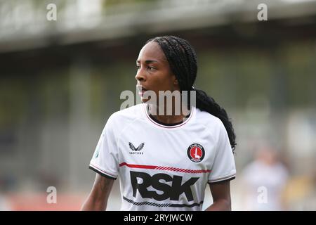 London, Großbritannien. Oktober 2023. London, 1. Oktober 2023: Karin Muya (16 Charlton Athletic) während des Barclays Womens Championship-Ligaspiels zwischen London City Lionesses und Charlton Athletic im Princes Park, London, England. (Pedro Soares/SPP) Credit: SPP Sport Press Photo. Alamy Live News Stockfoto