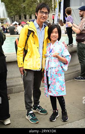 London, Großbritannien. Oktober 2023. Das Japan Matsuri Festival findet wieder auf dem Trafalgar Square in London statt, wo japanische Kultur, Tänze, Aufführungen, Speisen und Getränke. Kredit: Siehe Li/Picture Capital/Alamy Live News Stockfoto