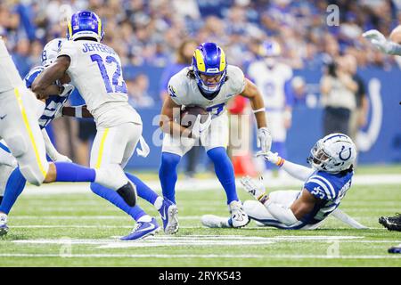 Indianapolis, Indiana, USA. Oktober 2023. Während des NFL-Fußballspiels zwischen den Los Angeles Rams und den Indianapolis Colts im Lucas Oil Stadium in Indianapolis, Indiana. John Mersits/CSM/Alamy Live News Stockfoto