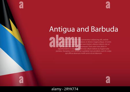 3D-Nationalflagge Antigua und Barbuda isoliert auf Hintergrund mit Copyspace Stock Vektor