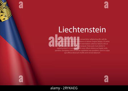 3D-Nationalflagge Liechtenstein isoliert auf Hintergrund mit Copyspace Stock Vektor