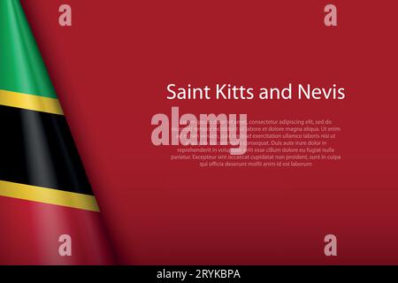 3D-Nationalflagge Saint Kitts und Nevis isoliert auf Hintergrund mit Copyspace Stock Vektor