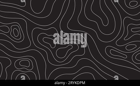 Schwarzer topografischer Hintergrund. Abstrakte lineare unregelmäßige Formen auf einem dunklen isolierten Hintergrund. . Vektorillustration Stock Vektor