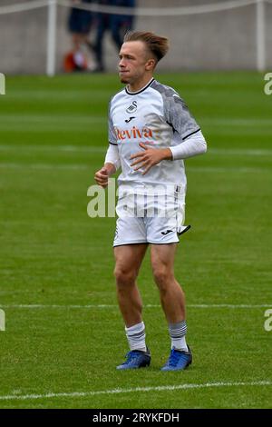 Swansea, Wales. 30. September 2023. Rohan Davies aus Swansea City während des Spiels der U18 Professional Development League zwischen Swansea City und Charlton Athletic an der Swansea City Academy in Swansea, Wales, UK am 30. September 2023. Quelle: Duncan Thomas/Majestic Media. Stockfoto