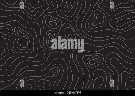 Schwarzer topografischer Hintergrund. Abstrakte lineare unregelmäßige Formen auf einem dunklen isolierten Hintergrund. . Vektorillustration Stock Vektor