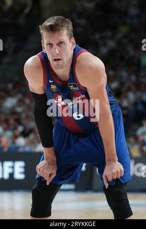 Madrid, Spanien. Oktober 2023. Jan Vesely von Barcelona während des ACB-Ligaspiels zwischen Real Madrid und Barcelona im Wizink Center am 1. Oktober 2023 in Madrid, Spanien. (Foto: Oscar Gonzalez/SIPA USA) Credit: SIPA USA/Alamy Live News Stockfoto