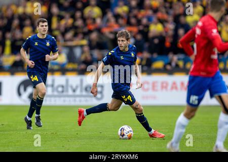 Hvidovre, Dänemark. Oktober 2023. Nicolai Vallys (7) von Broendby, WENN er während des 3F Superliga-Spiels zwischen Hvidovre IF und Broendby IF in der Pro Ventilation Arena in Hvidovre gesehen wurde. (Foto: Gonzales Photo/Alamy Live News Stockfoto