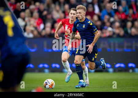 Hvidovre, Dänemark. Oktober 2023. Daniel Wass (10) von Broendby IF während des 3F Superliga-Spiels zwischen Hvidovre IF und Broendby IF in der Pro Ventilation Arena in Hvidovre. (Foto: Gonzales Photo/Alamy Live News Stockfoto