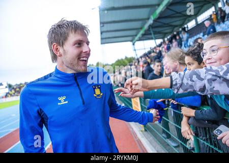 Hvidovre, Dänemark. Oktober 2023. Nicolai Vallys von Broendby, WENN man sie nach dem 3F Superliga-Spiel zwischen Hvidovre IF und Broendby IF in der Pro Ventilation Arena in Hvidovre sieht. (Foto: Gonzales Photo/Alamy Live News Stockfoto