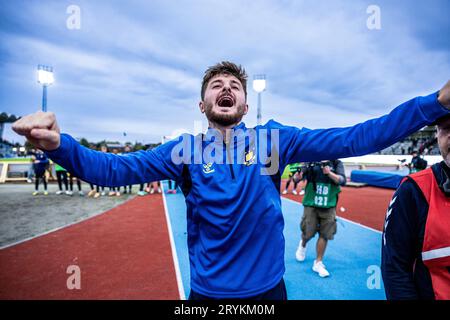 Hvidovre, Dänemark. Oktober 2023. Marko Divkovic von Broendby, WENN er nach dem 3F Superliga-Spiel zwischen Hvidovre IF und Broendby IF in der Pro Ventilation Arena in Hvidovre gesehen wird. (Foto: Gonzales Photo/Alamy Live News Stockfoto