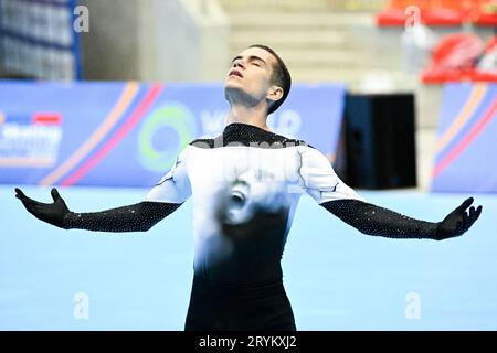 Pau GARCIA (ESP), während des Senior Men, Long Program, bei den künstlerischen Skating-Weltmeisterschaften Ibagu-Tolima 2023, im Parque Deportivo Municipal, am 28. September 2023 in Ibagu, Kolumbien. Quelle: Raniero Corbelletti/AFLO/Alamy Live News Stockfoto