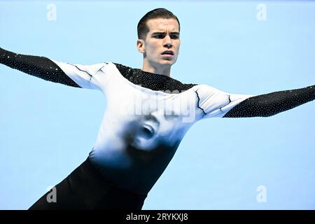 Pau GARCIA (ESP), während des Senior Men, Long Program, bei den künstlerischen Skating-Weltmeisterschaften Ibagu-Tolima 2023, im Parque Deportivo Municipal, am 28. September 2023 in Ibagu, Kolumbien. Quelle: Raniero Corbelletti/AFLO/Alamy Live News Stockfoto