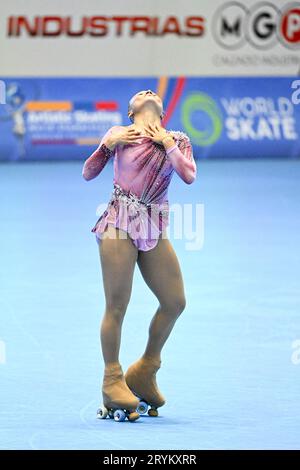 Rebecca TARLAZZI (ITA), während des Senior Ladies, Long Program, bei den Artistic Skating World Championships Ibagu-Tolima 2023, im Parque Deportivo Municipal, am 28. September 2023 in Ibagu, Kolumbien. Quelle: Raniero Corbelletti/AFLO/Alamy Live News Stockfoto