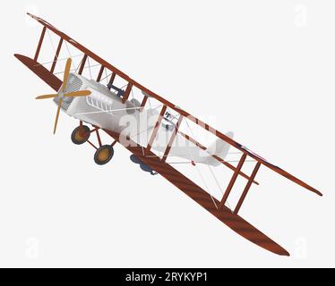 Doppeldecker-Flugzeug von 1915 isoliert auf weißem Hintergrund Stockfoto