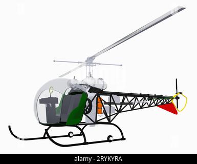 Leichter Hubschrauber auf weißem Hintergrund isoliert Stockfoto