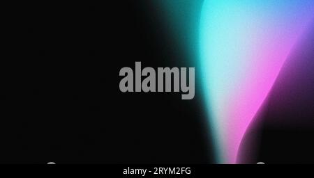 Leuchtend rosa blau weiß dynamische körnige Verlaufswelle auf schwarzem Banner abstrakter Farbfluss Rauschen Textur dunkler Website-Header poste Stockfoto