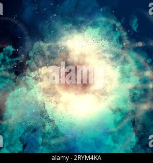 Abstrakter Raumhintergrund mit Sternen und Nebel. 3D-Illustration. Stockfoto