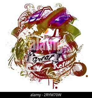 Tattoo-Kunst Grunge-Hintergrund. Vektorillustration. Grunge-Hintergrund. Stockfoto