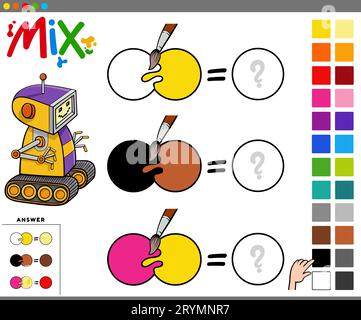 Zeichentrickfilm zur Vermischung von Farben pädagogische Aktivität für Kinder Stockfoto